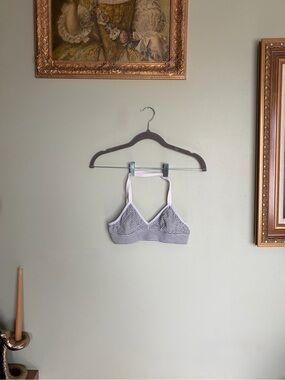 Madewell Striped Wireless Bralette - White & Grey Size XS Cotton Coastal Summer